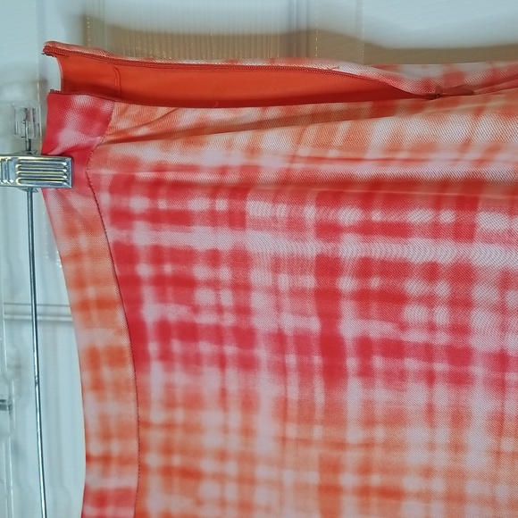 Anthropologie Eva Franco Flounced Orange Pink White Midi Skirt - Picture 7 of 14